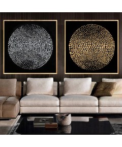 Gold Frame 60*60 Cm 3D Effect Crytsall Porsalein Painting Black